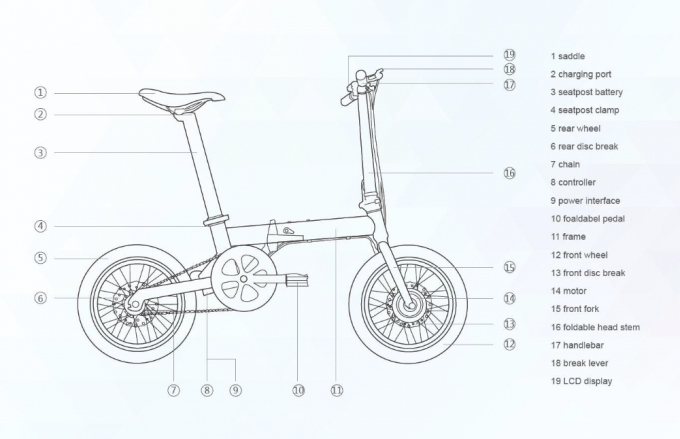 200 - 250w bici elettrica pieghevole, struttura compatta della bici elettrica senza spazzola a 16 pollici